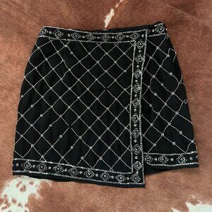 Stunning Black Embellished Wrap Skirt